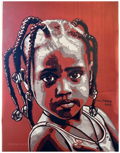 Innocent Child Red Portrait by Tosin Oyeniyi