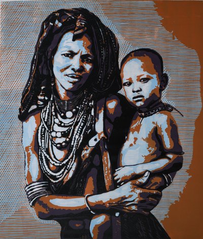 Tribal Mother And Child by Tosin Oyeniyi