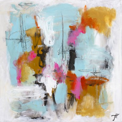 Vibrant Pink Gold Abstract by Tove Höglund