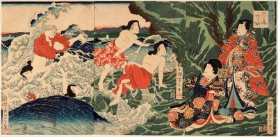 A Modern Prince Genji at Chigogafuchi, Enoshima by Tsukioka Yoshitoshi