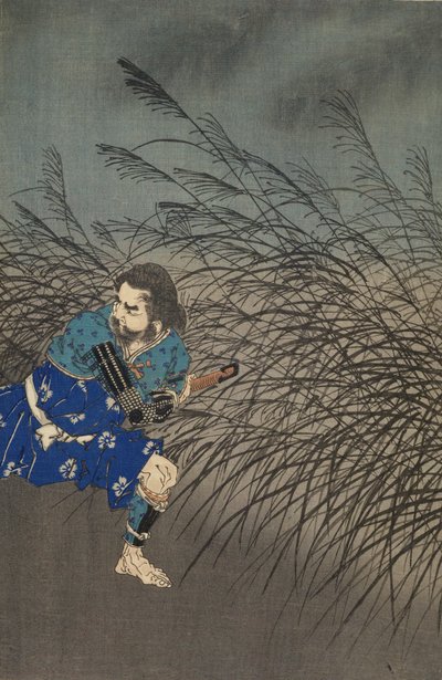 Fujiwara no Yasumasa Playing the Flute under the Moonlight by Tsukioka Yoshitoshi
