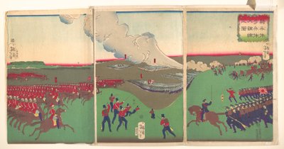Illustration of Cavalry, Infantry and Soldiers Retreating (Kiheitai, hoheitai, daichōren no zu) by Tsukioka Yoshitoshi