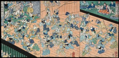 The Pupils of Uji Jōetsu Practicing Fencing by Tsukioka Yoshitoshi