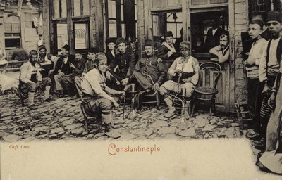 Turkish coffee house, Constantinople, 1898 by Turkish Photographer