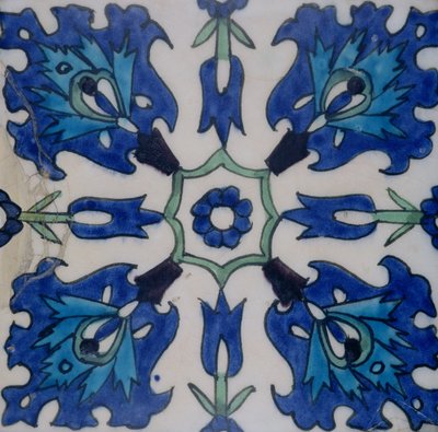Isnik Tile with Floral Design by Turkish School