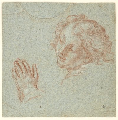 Head and Hands of a Praying Youth by Ubekendt