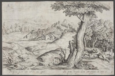 Landscape with a Town and a Sleeping Shepherd by Ubekendt