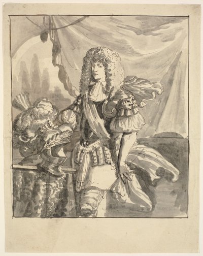 Portrait of a Field Marshal, Knee-Length, with a Large Feathered Hat by Ubekendt