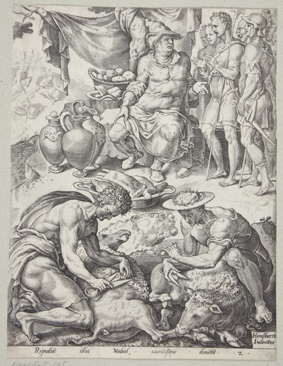 Nabal Refusing to Send Food to David by Ubekendt efter Maarten van Heemskerck
