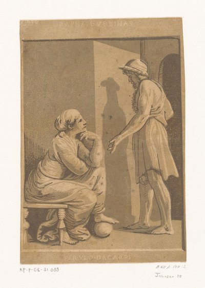 Standing Man and Seated Woman by Ugo da Carpi