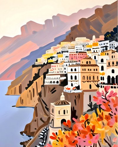 Colorful Amalfi Coast Village by Uma Gokhale