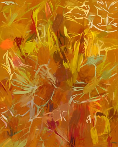 Golden Botanical Abstract by Uma Gokhale