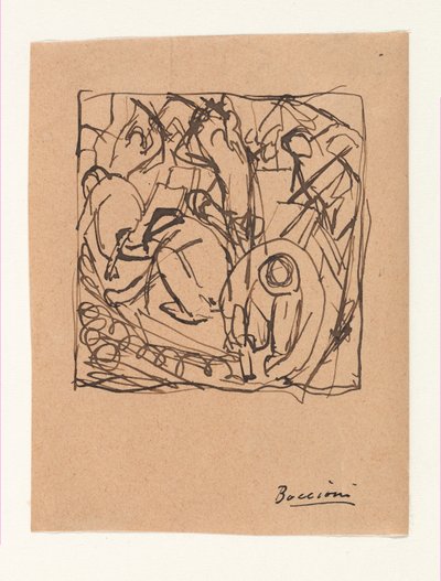 Composition Study for "The Street Pavers" by Umberto Boccioni