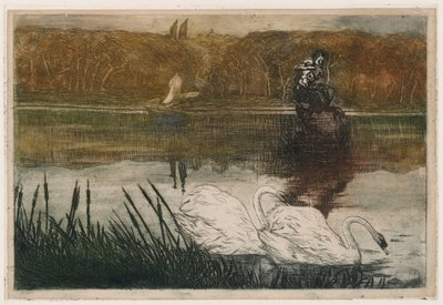 Lake with Swans by Umberto Boccioni