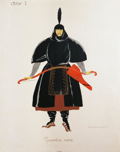 Costume for the black guards from Turandot by Umberto Brunelleschi
