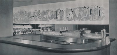A Cocktail Bar Mural in Carved and Enamelled Linoleum in the Berkeley Hotel, Montreal by Unbekannt