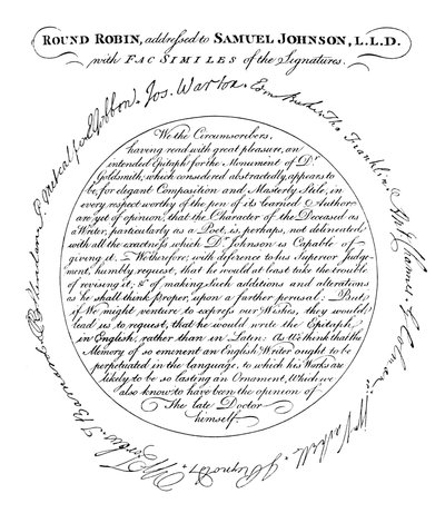 A facsimile of the plate in the first edition of Boswell