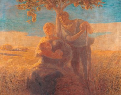 A Family Resting Under an Apple Tree During the Wheat Harvest by Unbekannt