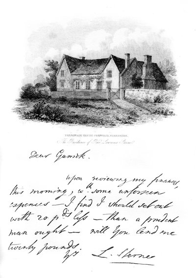A note from Sterne to Garrick, and a view of Sterne