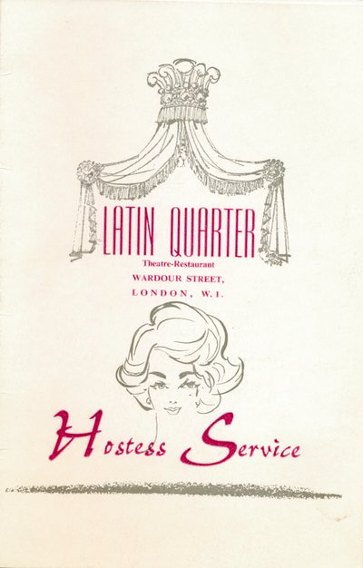 A tariff card for The Latin Quarter nightclub in London