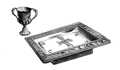 An altar tray and chalice in enamelled gold, c 4th or 5th century, 1870 by Unbekannt