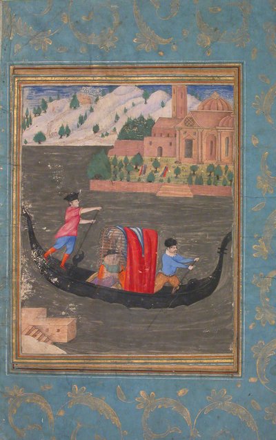 Aquatic Scene with Three Men in a Gondola, late 16th-early 17th century by Unbekannt