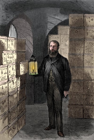 Banknote Store in the Vaults of the Bank of England, c1870 by Unbekannt