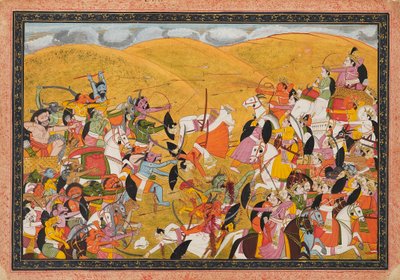 Battle Scene Between Armies of Devas and Asuras by Unbekannt
