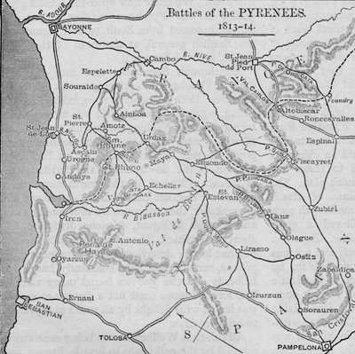 Battles of the Pyrenees: Sketch Map by Unbekannt