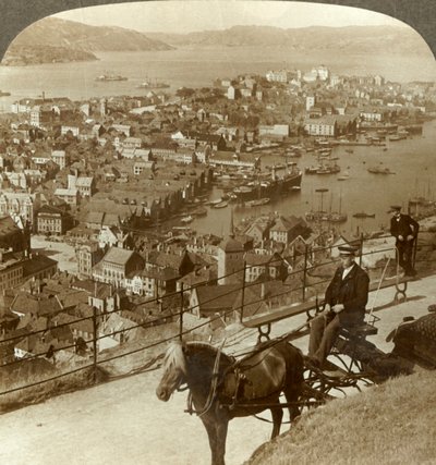 Bergen, West from the Floifjeld, Over the Harbor Right and Puddefjord Distant, Norway by Unbekannt