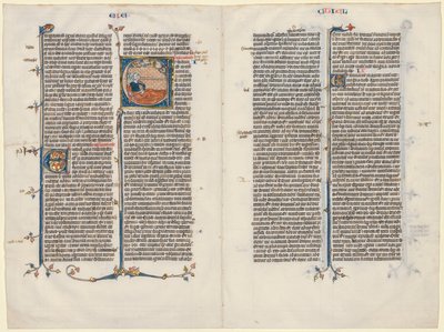 Bifolium from a Bible: Initial E[t factum est] with Ezekiel by Unbekannt