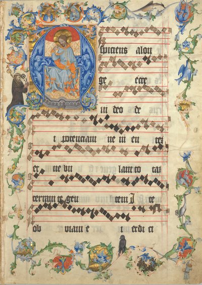 Bifolium with Christ in Majesty in an Initial A, from an Antiphonary, c. 1405 by Unbekannt