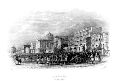 British troops parading on the esplanade, Calcutta, India by Unbekannt