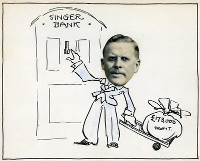 Cartoon of Managing Director William E Bullock, Singer & Company Ltd by Unbekannt