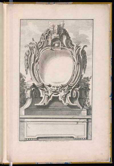 Cartouche Decorated with a Helmet and a Mask by Unbekannt