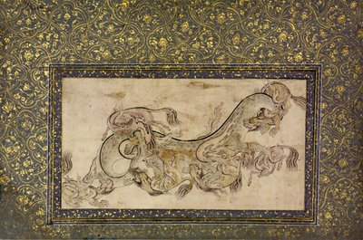 Chilins Chinese Chimerical Creatures Fighting with a Dragon by Unbekannt