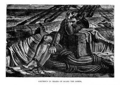 Christopher Columbus in Chains on Board the Gorda, 1490s, c1872 by Unbekannt