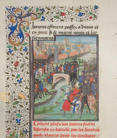 Clash of the Army of the Barons and the Saracens. Miniature from the Historia by William of Tyre, 1460s by Unbekannt