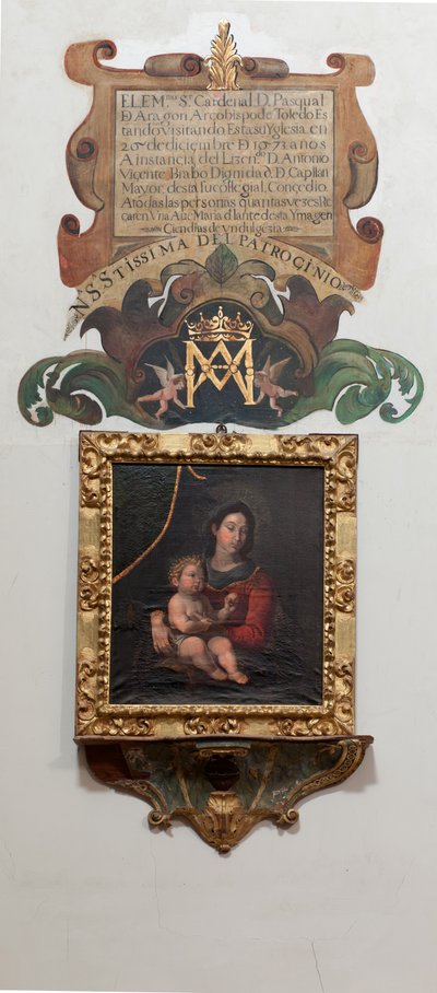 Collegiate Church. Interior. Painting Madonna with the Child. A Wall Painting the Legend (Leyenda Sobre Nuestra Señora del Patrocinio) by Unbekannt