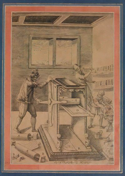 Copper Plate Printers at Work, Folio from the Davis Album, Iran, dated 1784-85 by Unbekannt