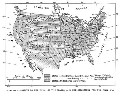Dates of Admission to the Union of the States, and the Alignment for the Civil War by Unbekannt
