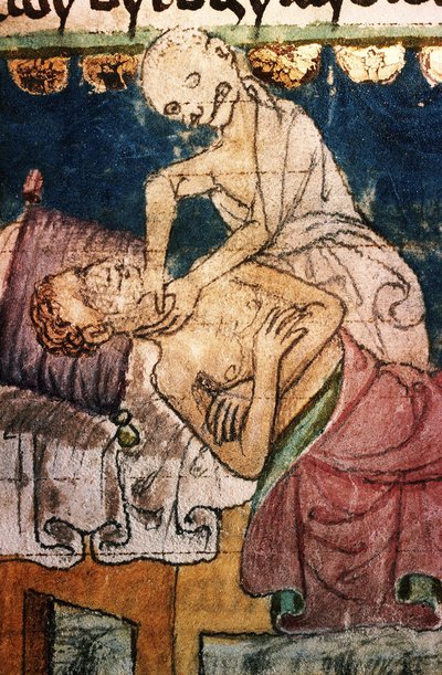 Death Strangling a Victim of the Plague. From the Stiny Codex, 14th century by Unbekannt