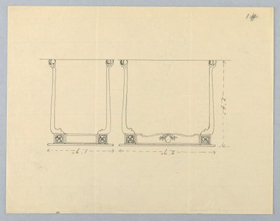 Drawing, Design for Small Rectangular Table with Rosette Motifs by Unbekannt