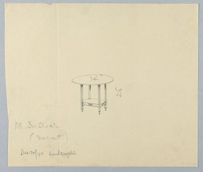 Design for Small Round Table with Carved Frieze on Shelf by Unbekannt