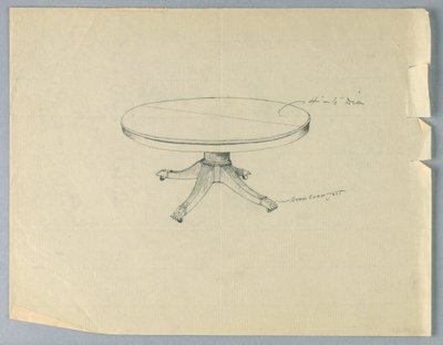 Design for a Round Table on Animal Paw Feet by Unbekannt