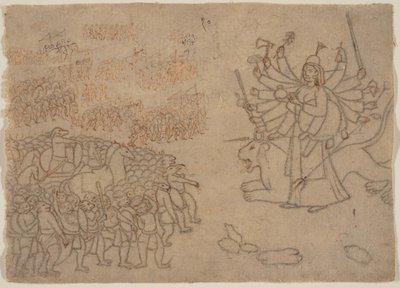 Durga Confronts the Army of the Demon Chikshura: Scene from the Devi Mahatmya by Unbekannt