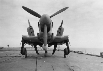 Fairey Firefly Aircraft Ready to be Transported to the Hangar Lift, HMS Venerable by Unbekannt