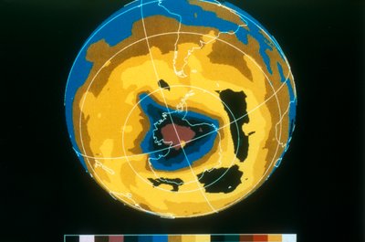 False colour image of Antarctic ozone hole by Unbekannt