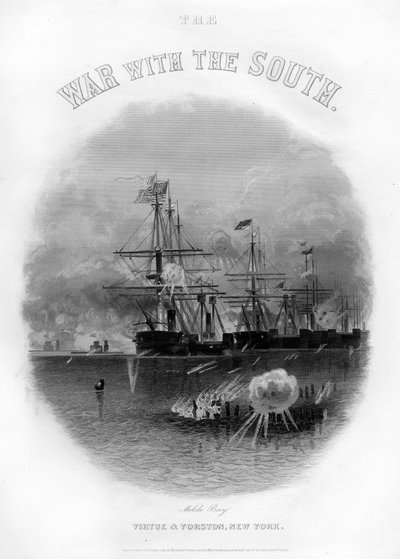 Fleet Passing the Fort and Obstructions, Battle of Mobile Bay, August 5, 1864 by Unbekannt