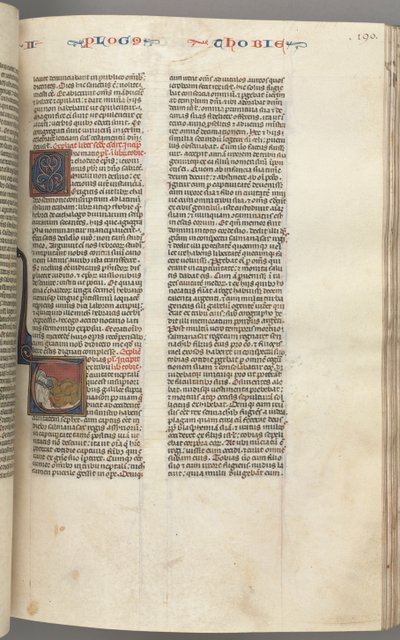 Tobit, historiated initial T, Tobit sleeping on a bed, c. 1275-1300 by Unbekannt